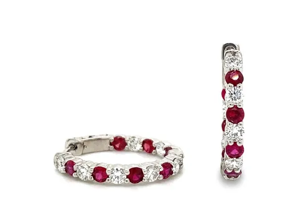 18K White Gold Ruby Earrings