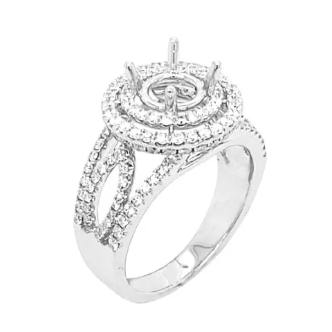 18K White Gold Semi Mount Ring