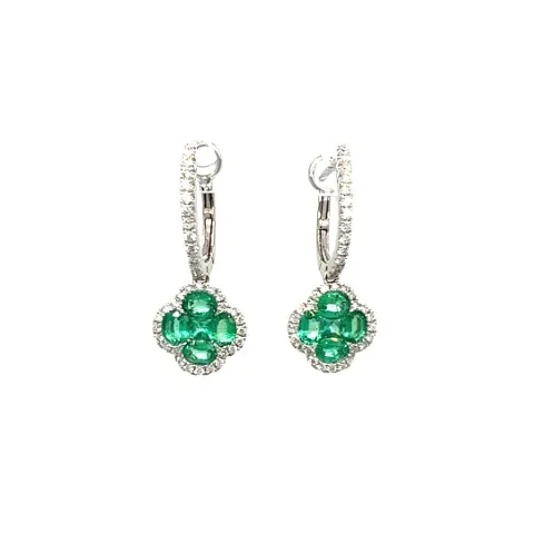 18K White Gold Emerald Earrings