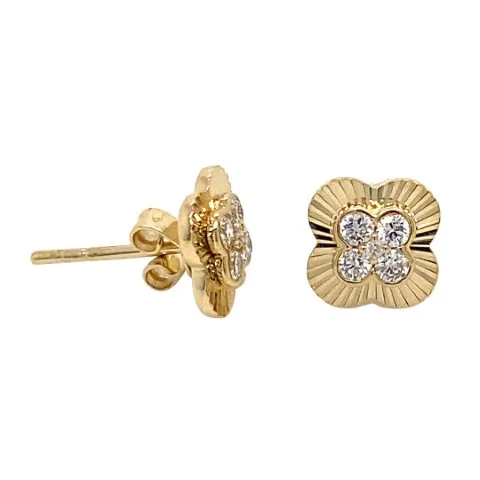 14K Yellow Gold Diamond Earrings