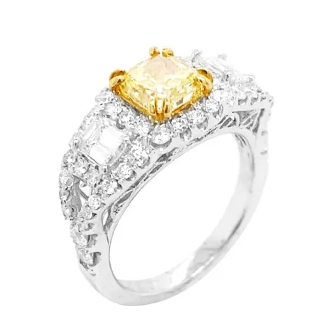 18K White Gold Yellow Diamond Ring