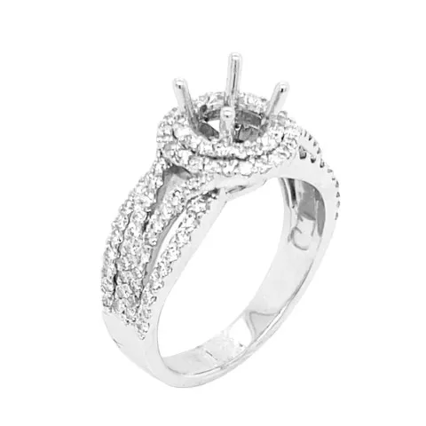 18K White Gold Semi Mount Ring