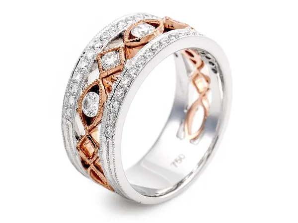 18K Two-Tone Gold Diamond Band