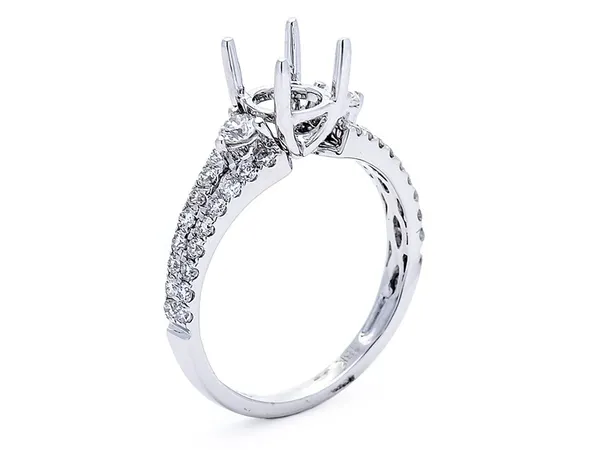 18K White Gold Semi Mount Ring