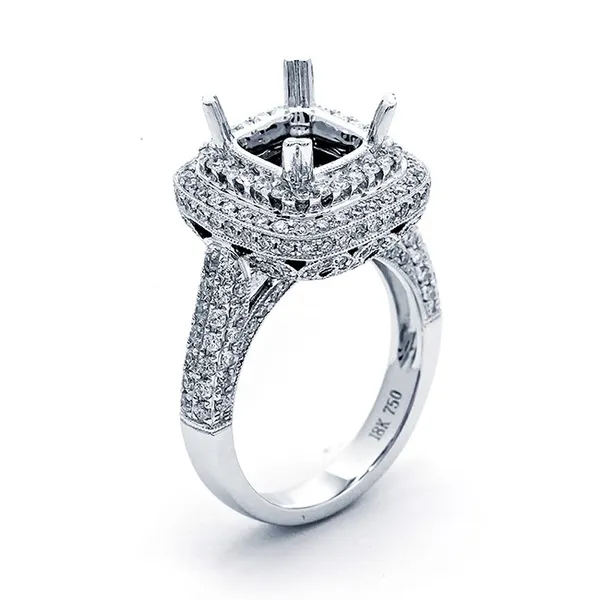 18K White Gold Semi Mount Ring