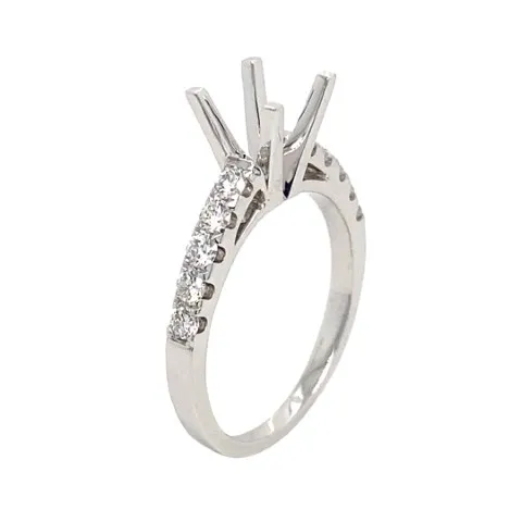 18K White Gold Semi Mount Ring