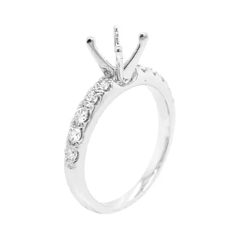 18K White Gold Semi Mount Ring