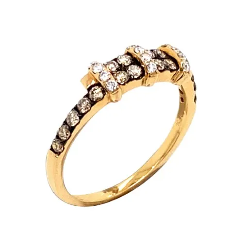 18K Two-Tone Gold Brown Diamond Band