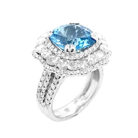 18K White Gold Aquamarine Ring
