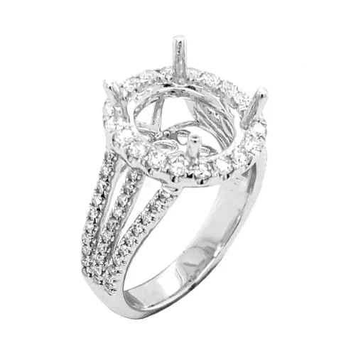 18K White Gold Semi Mount Ring