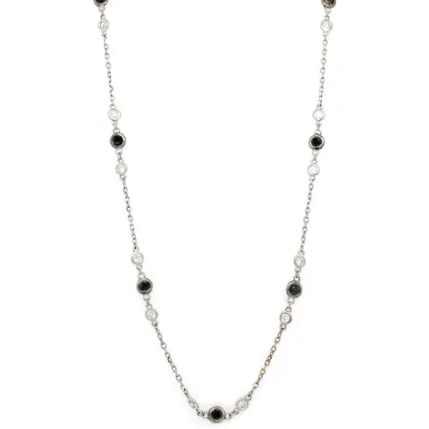 18K White Gold Black Diamond Necklace