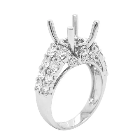 18K White Gold Semi Mount Ring