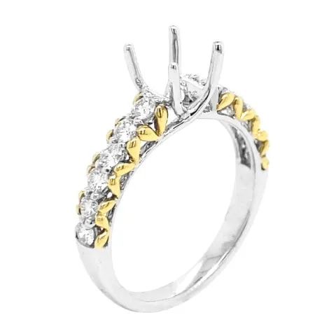 18K Two-Tone Gold Semi Mount Ring