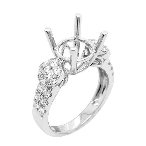 18K White Gold Semi Mount Ring