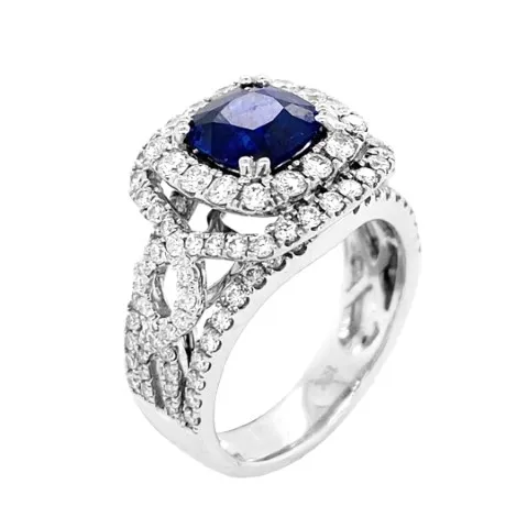 18K White Gold Sapphire Band