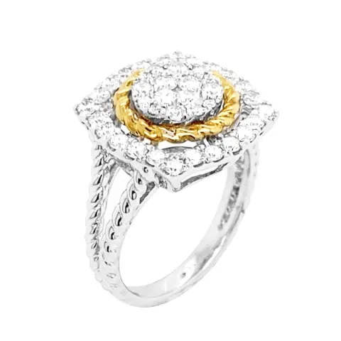 18K Two-Tone Gold Diamond Band