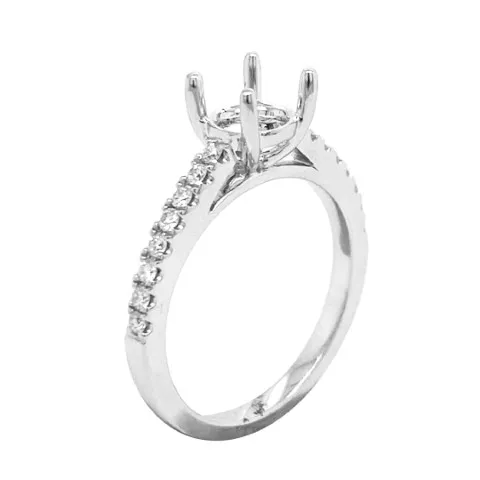 18K White Gold Semi Mount Ring