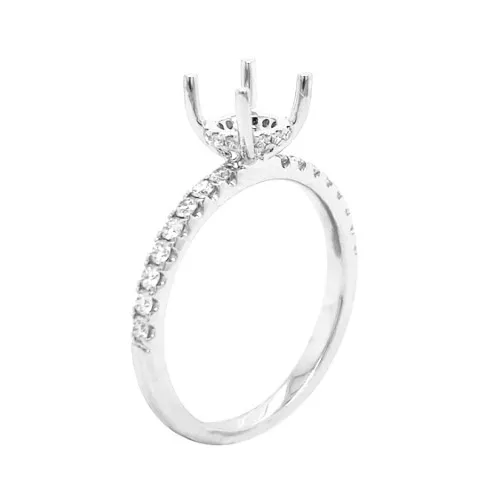 18K White Gold Semi Mount Ring