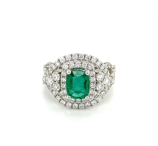 18K White Gold Emerald Ring
