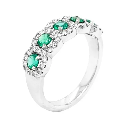 18K White Gold Emerald Band
