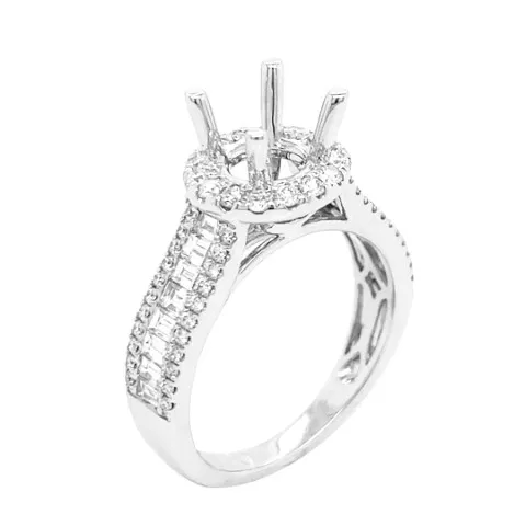 18K White Gold Semi Mount Ring