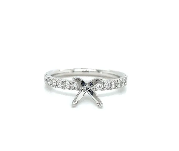 18K White Gold Semi Mount Ring
