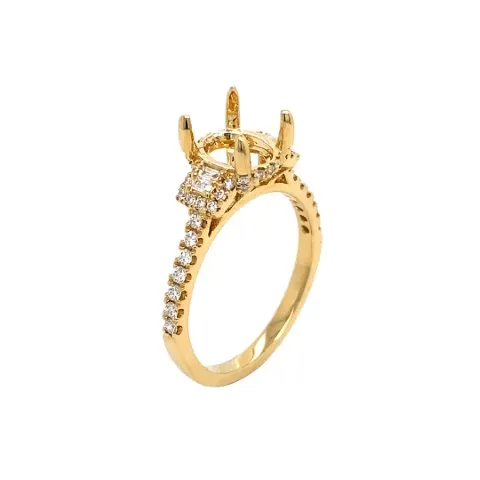 18K Yellow Gold Semi Mount Ring