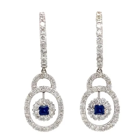 18K White Gold Sapphire Earrings