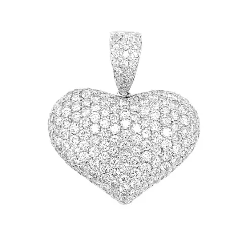 18K White Gold Diamond Heart Pendant