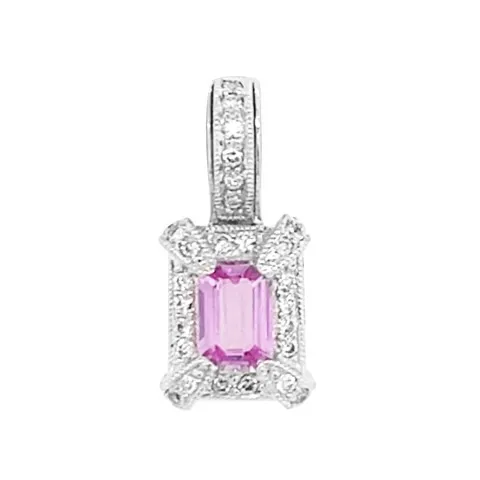 18K White Gold Pink Sapphire Pendant