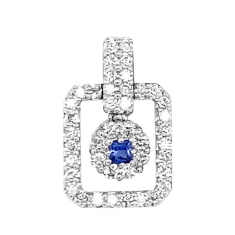18K White Gold Sapphire Pendant