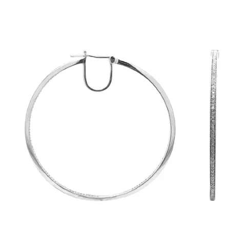 18K White Gold Diamond Hoop Earrings