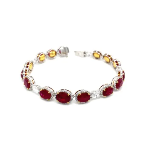 18K Two-Tone Gold Ruby Bracelet