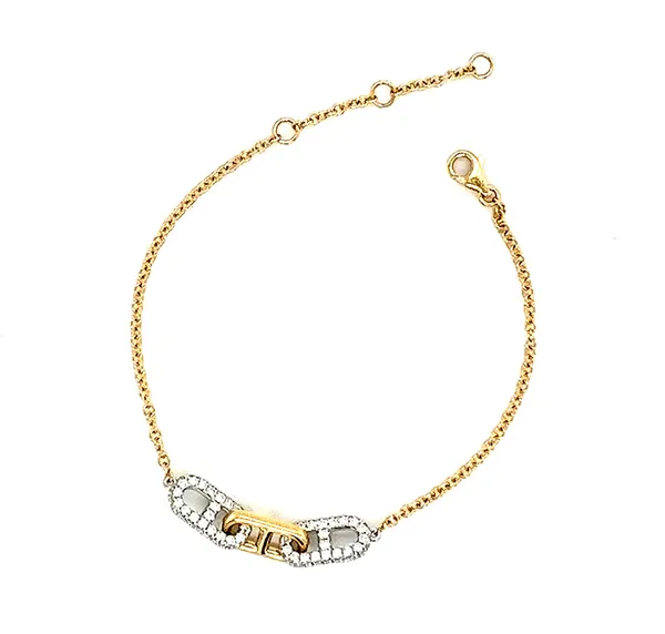 18K Yellow White Gold Diamond Bracelet