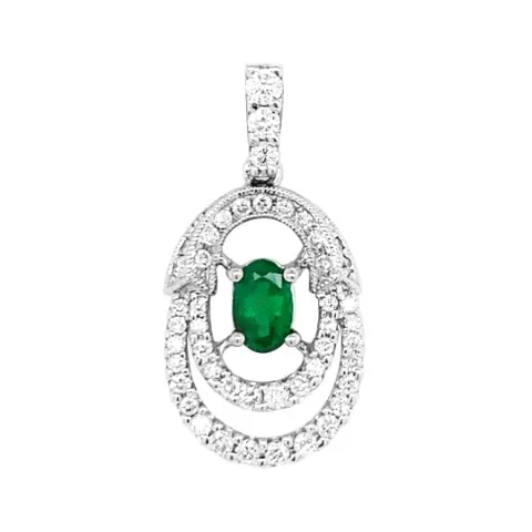 18K White Gold Emerald Pendant