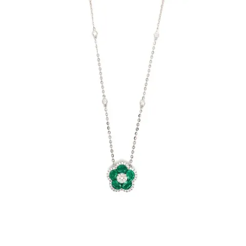 18K White Gold Emerald Necklace