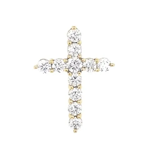 18K Yellow Gold Diamond Cross Pendant
