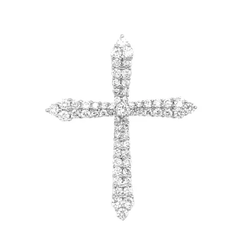 18K White Gold Diamond Cross Pendant