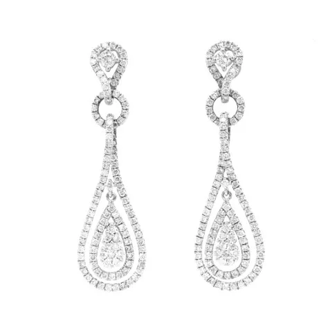 18K White Gold Diamond Earrings