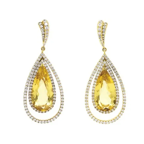 18K Yellow Gold Diamond Earrings
