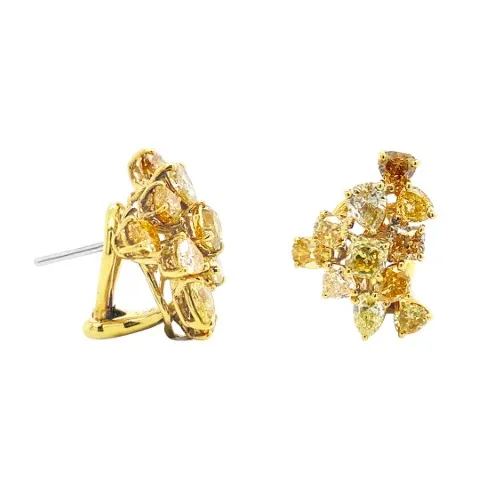 18K Yellow Gold Fancy Diamond Earrings