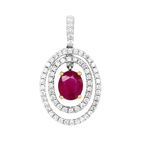 18K White Gold Ruby Pendant