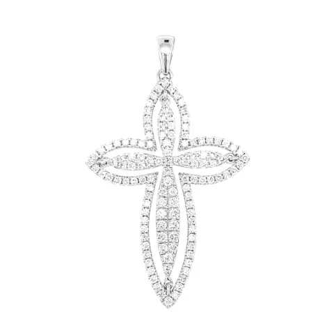 18K White Gold Diamond Cross Pendant