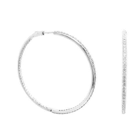 18K White Gold Diamond Hoop Earrings