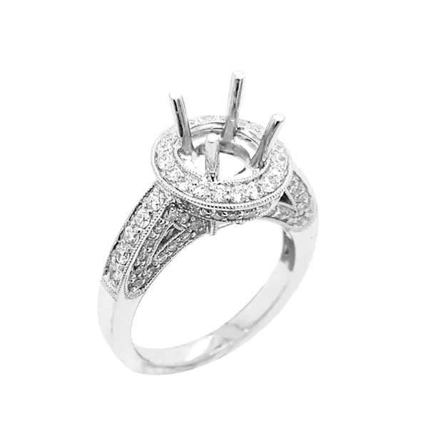 18K White Gold Semi Mount Ring