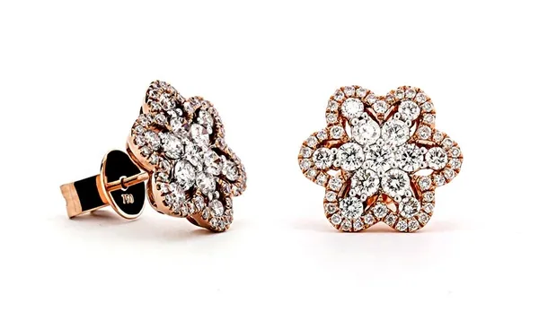 18K Rose Gold Diamond Earrings