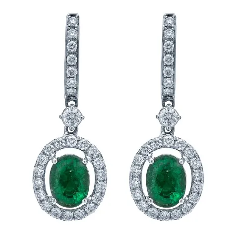 18K White Gold Emerald Earrings
