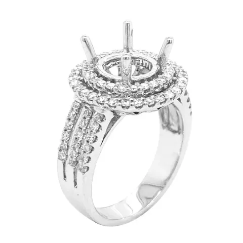 18K White Gold Semi Mount Ring
