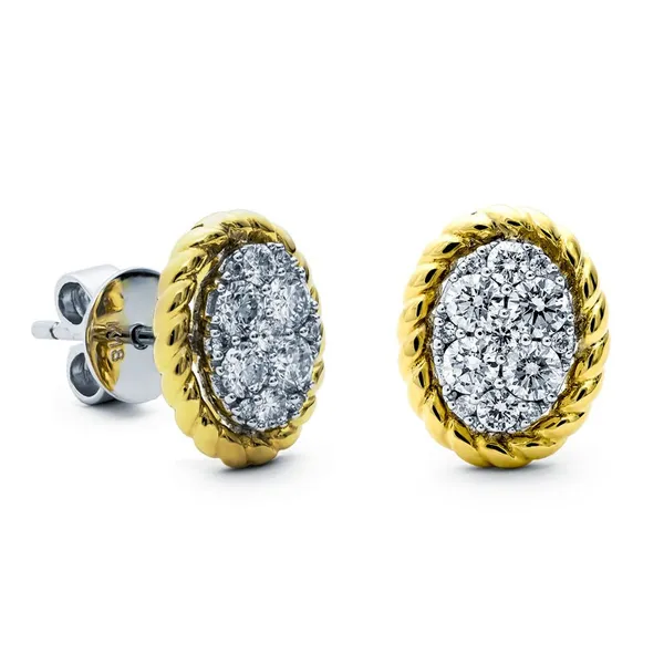 18K Two-Tone Gold Diamond Earrings