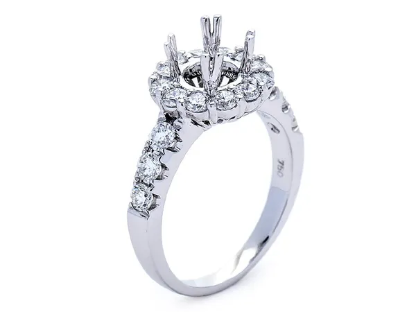 18K White Gold Semi Mount Ring